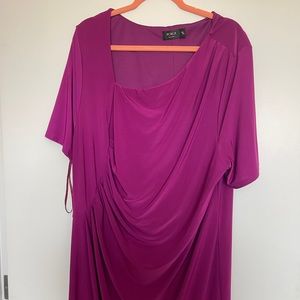 Fuchsia asymmetrical neck dress
